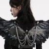 Ailes noires en plume et faux cuir à chaînes