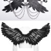 Ailes noires en plume et faux cuir à chaînes