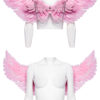 Ailes roses en plume et faux cuir à chaînes Ailes roses en plume et faux cuir à chaînes