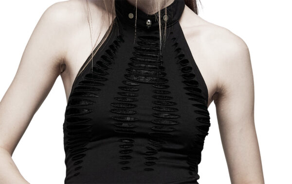 Crop top dos nu destroy à dentelle spider Noir