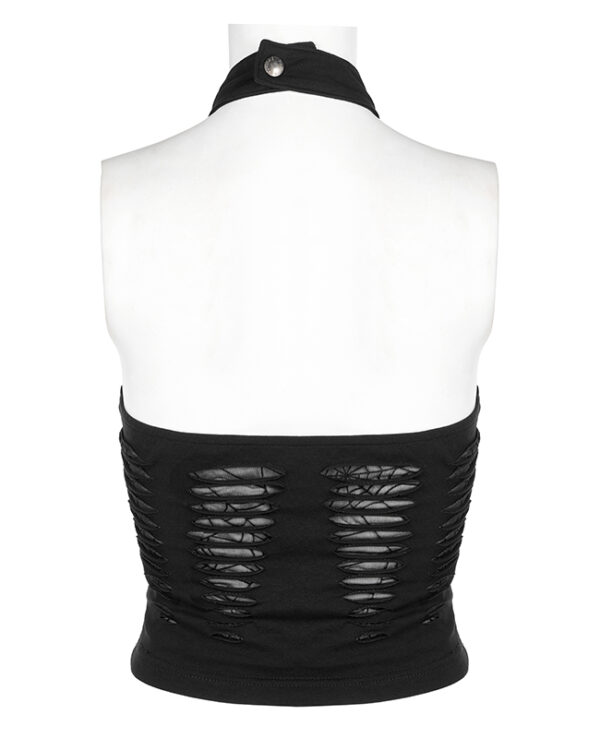 Crop top dos nu destroy à dentelle spider Noir