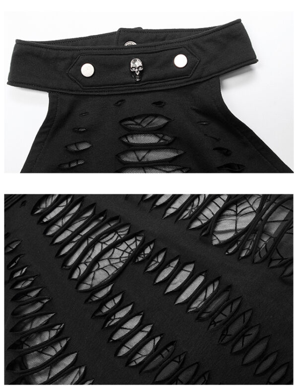 Crop top dos nu destroy à dentelle spider Noir