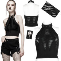 Crop top destroy dos nu punk crâne Punk Rave WT-712-BK.