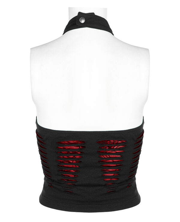 Crop top dos nu destroy à dentelle spider Rouge