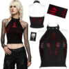 Crop top dos nu destroy à dentelle spider Rouge