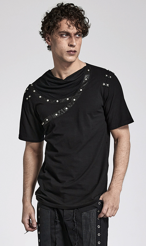 T-Shirt à bandes cloutées