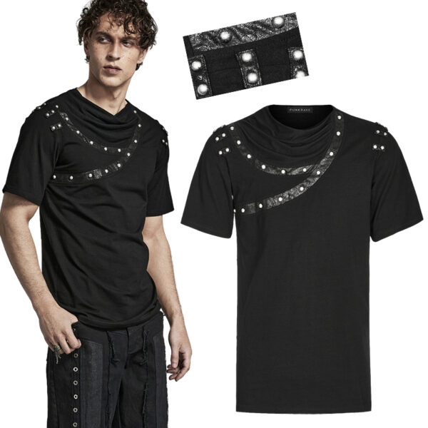 T-Shirt à bandes cloutées