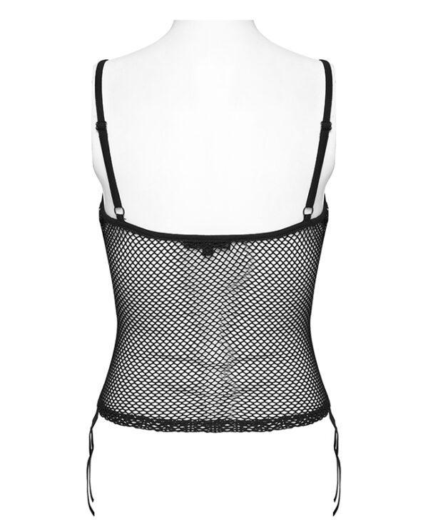 Débardeur en résille brodée à laçages Débardeur en résille brodée à laçages