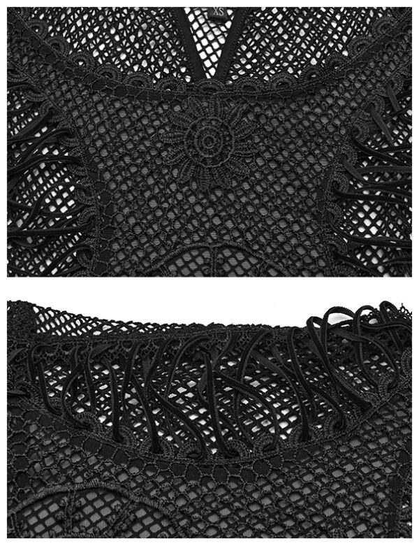 Débardeur en résille brodée à laçages Débardeur en résille brodée à laçages