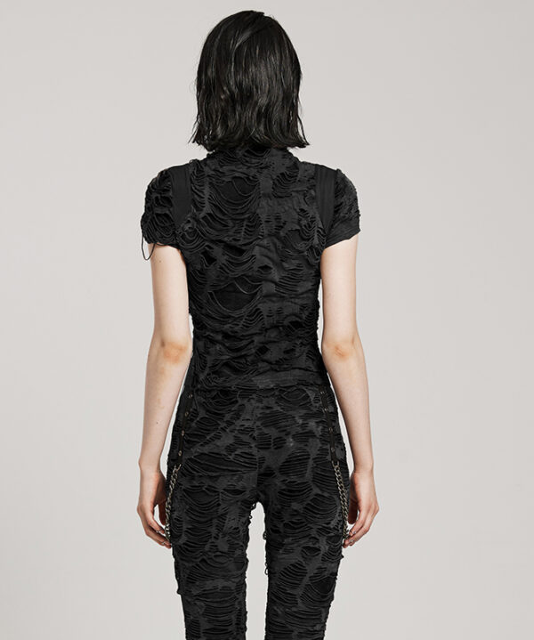 T-shirt destroy zippé Noir