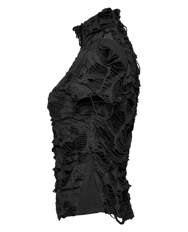 T-shirt destroy zippé Noir