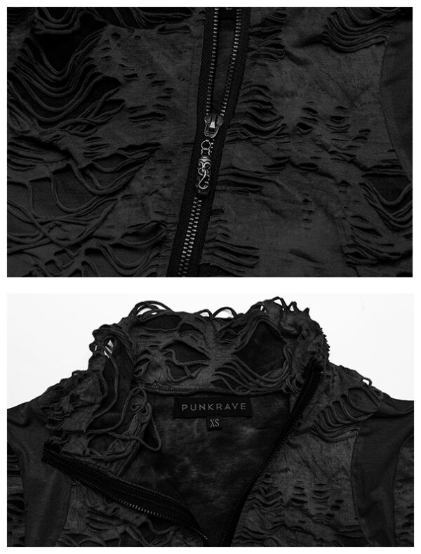 T-shirt destroy zippé Noir