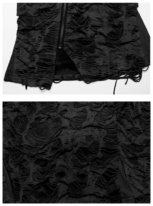 T-shirt destroy zippé Noir