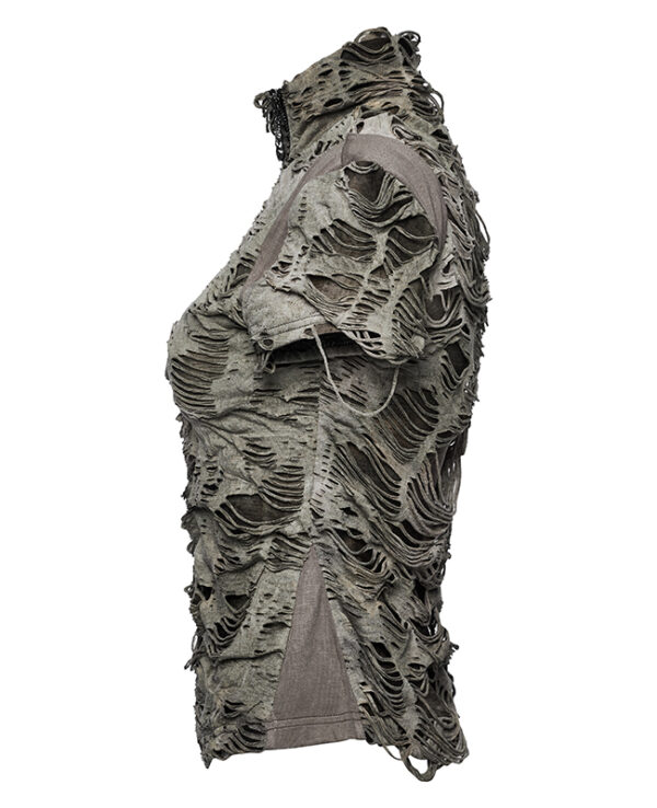 T-shirt destroy zippé Kaki T-shirt destroy zippé Kaki