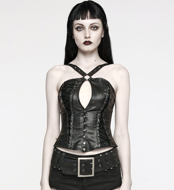 Top corset en faux cuir