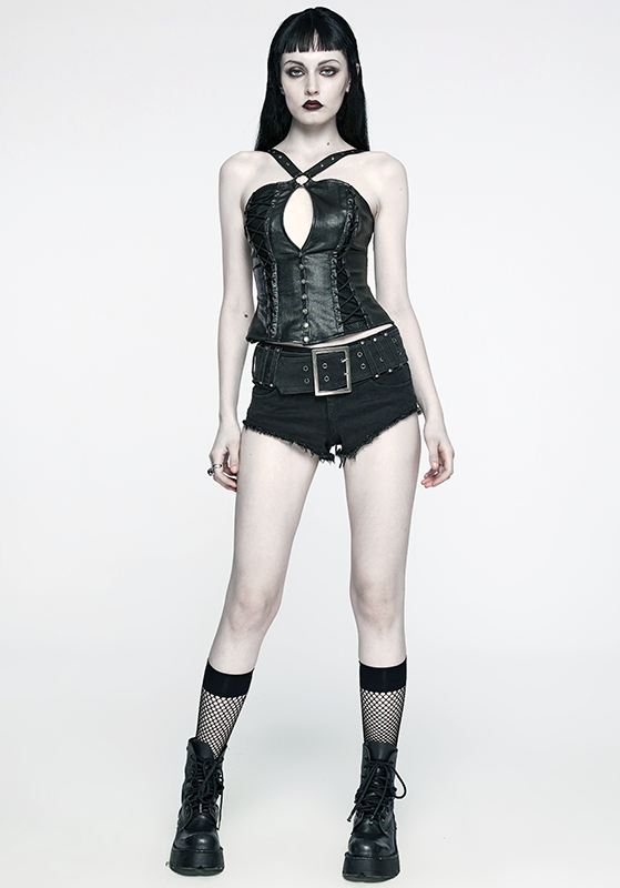 Top corset en faux cuir