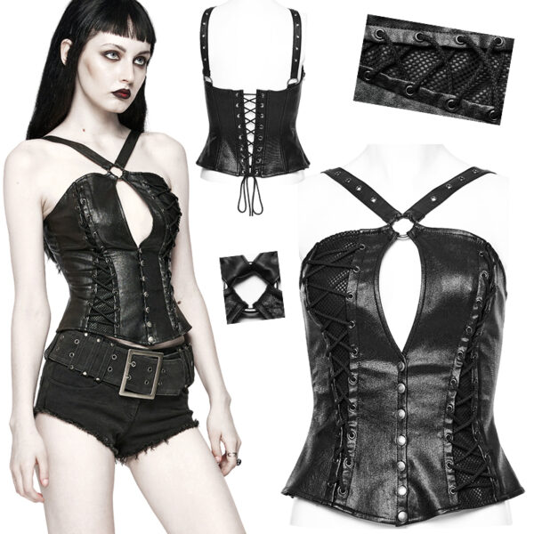 Top corset en faux cuir