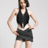 Top dos nu lacé à effet déchiré Noir