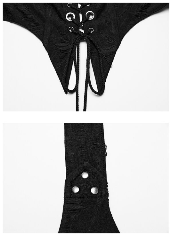 Top dos nu lacé à effet déchiré Noir