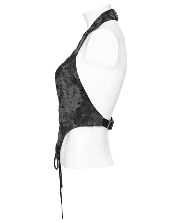 Top dos nu lacé à effet déchiré Gris