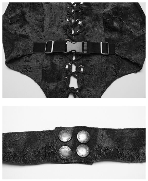 Top dos nu lacé à effet déchiré Gris