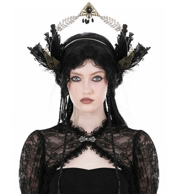 Diadème halo à plumes Ange Noir