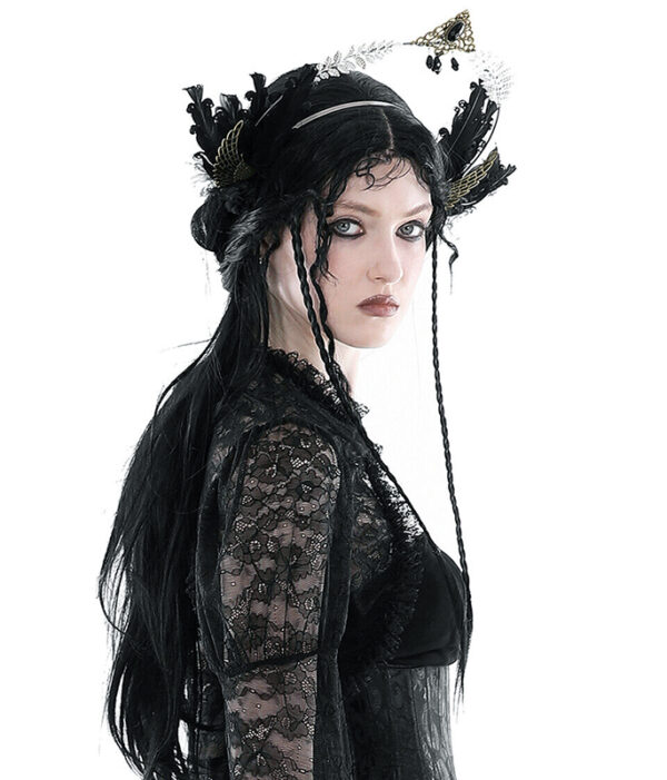 Diadème halo à plumes Ange Noir