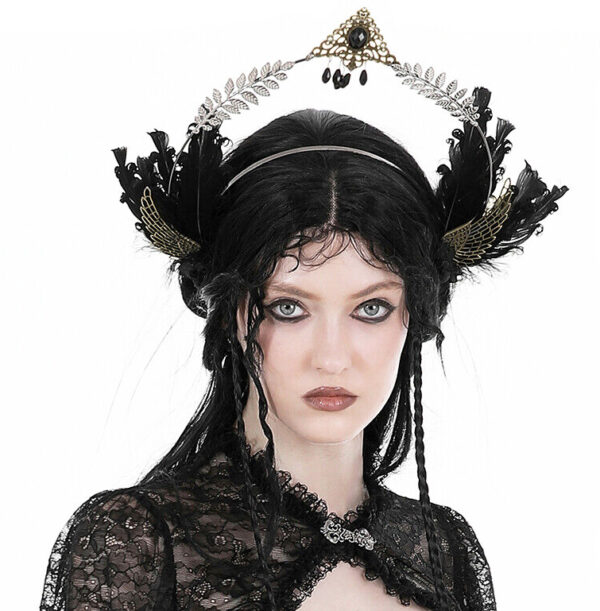 Diadème halo à plumes Ange Noir