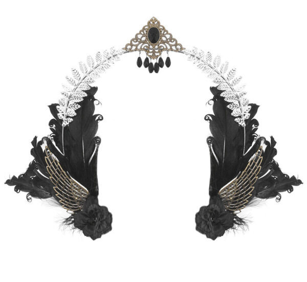 Diadème halo à plumes Ange Noir