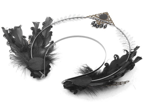 Diadème halo à plumes Ange Noir