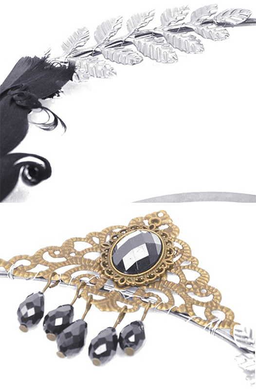 Diadème halo à plumes Ange Noir