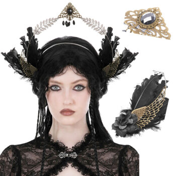 Diadème halo à plumes Ange Noir