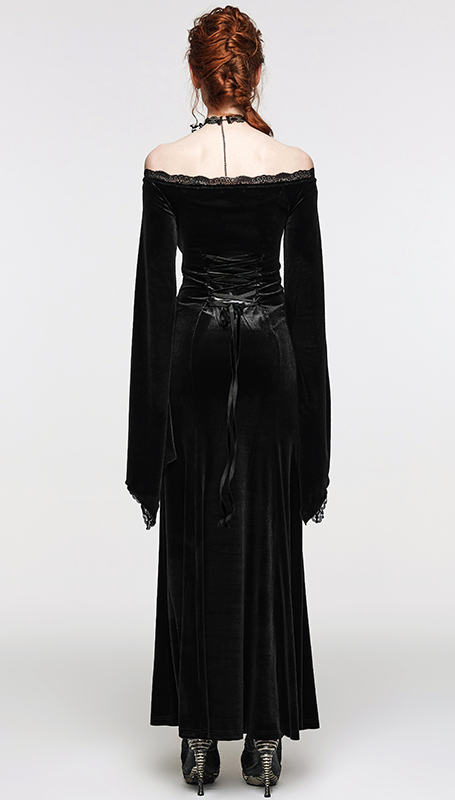 Robe de mariée sirène en velours noir à broderie