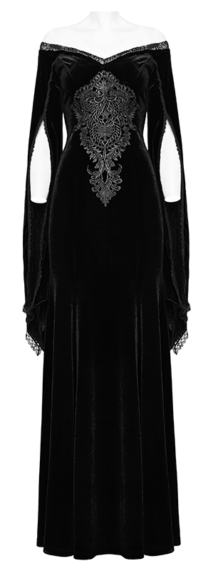 Robe de mariée sirène en velours noir à broderie