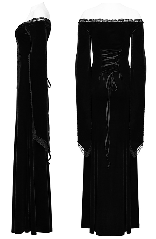 Robe de mariée sirène en velours noir à broderie