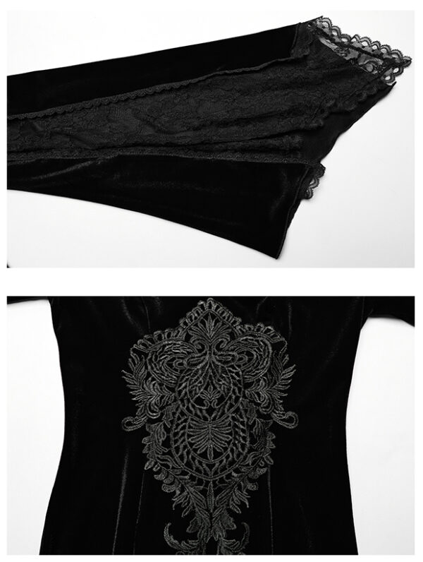 Robe de mariée sirène en velours noir à broderie