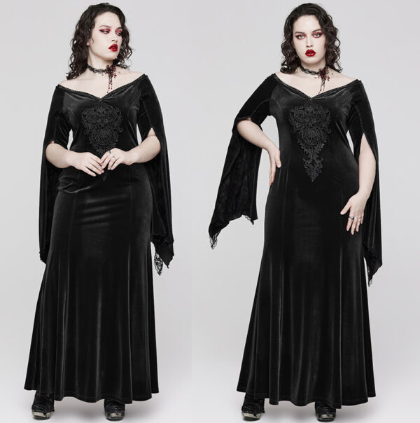 Robe de mariée sirène en velours noir à broderie