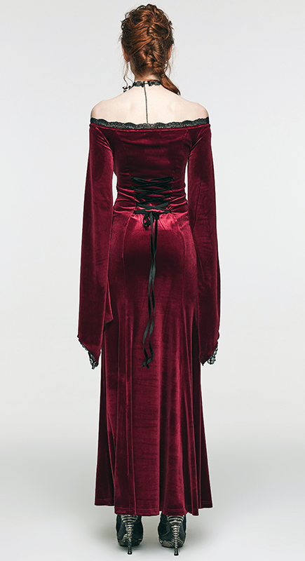 Robe de mariée sirène en velours rouge à broderie