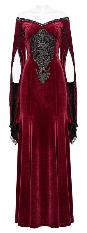 Robe de mariée sirène en velours rouge à broderie