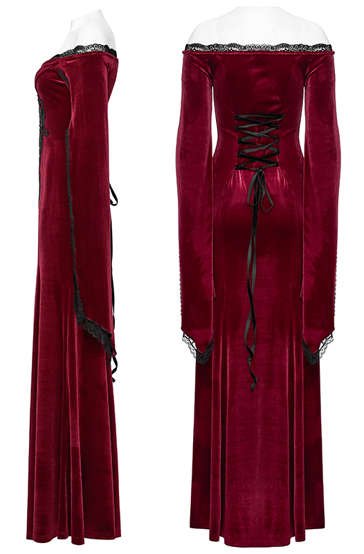 Robe de mariée sirène en velours rouge à broderie