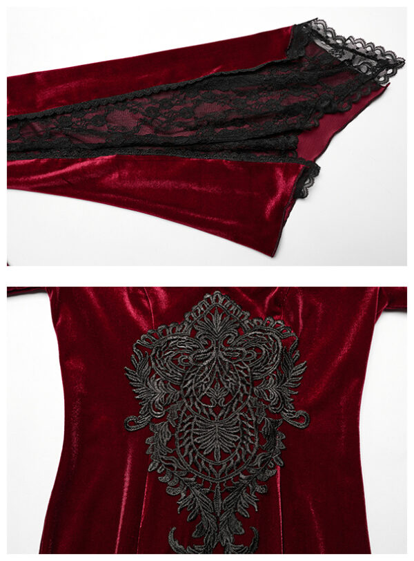 Robe de mariée sirène en velours rouge à broderie