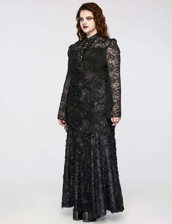 Robe de mariée destroy à dentelle et jabot