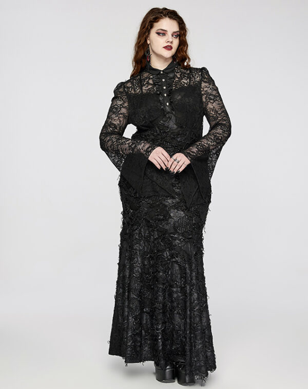 Robe de mariée destroy à dentelle et jabot