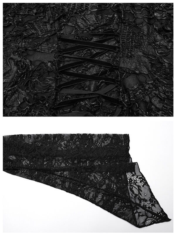 Robe de mariée destroy à dentelle et jabot