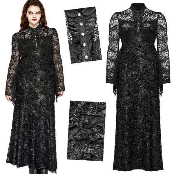 Robe de mariée destroy à dentelle et jabot