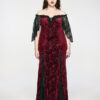 Robe de mariée sirène en velours jacquard rouge
