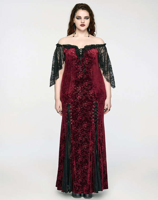 Robe de mariée sirène en velours jacquard rouge