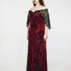Robe de mariée sirène en velours jacquard rouge