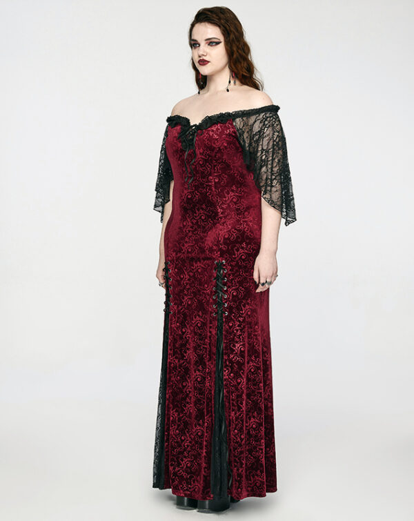 Robe de mariée sirène en velours jacquard rouge