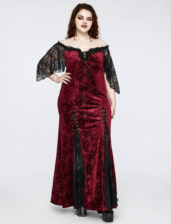 Robe de mariée sirène en velours jacquard rouge